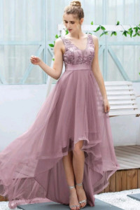 E076 Dusty Pink Floral Dress